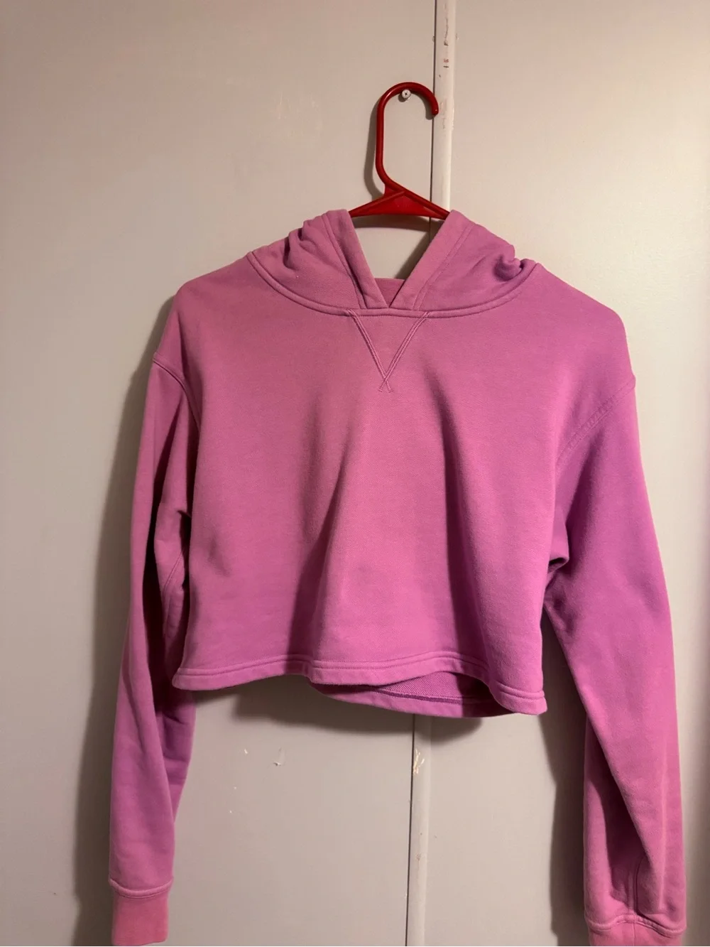 Lululemon All Yours Cropped Hoodie Mauve Purple Pullover V Stitch